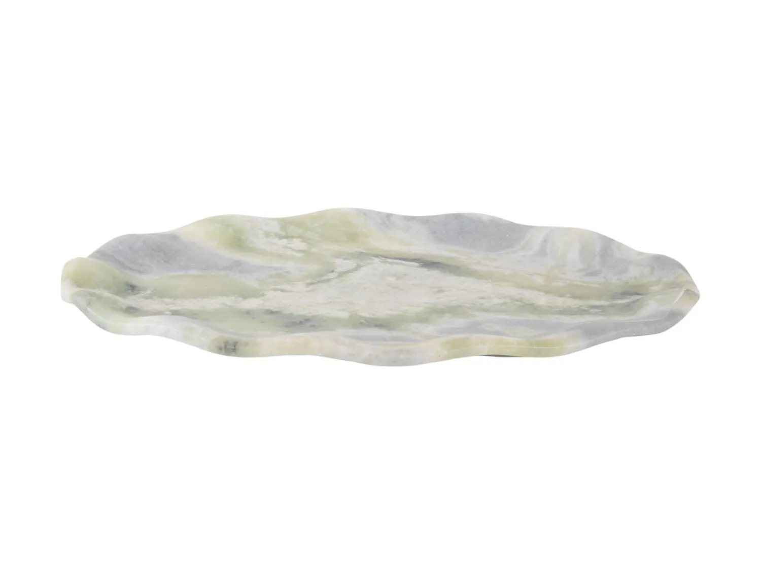 - Tray Waved oval large marble himalayan green*Present time Discount