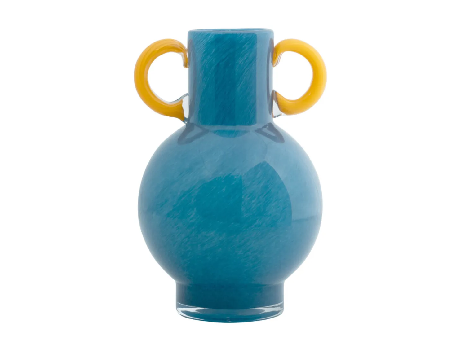 - Vase Fiesta glass bright blue, yellow handles*Present time Sale