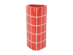 - Vase Retro Tiles triangular medium bright scarlet red*Present time New