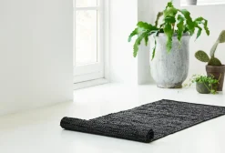 Rug Solid - Tæppe m. læder, sort - 65x135 cm* Best