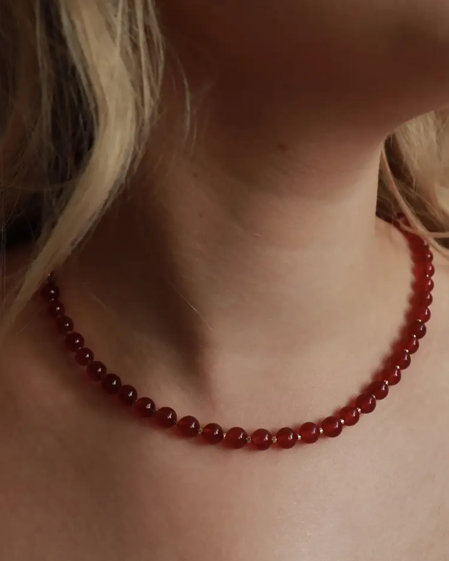 Soï - Rød Jade - Krystal halskæde* New