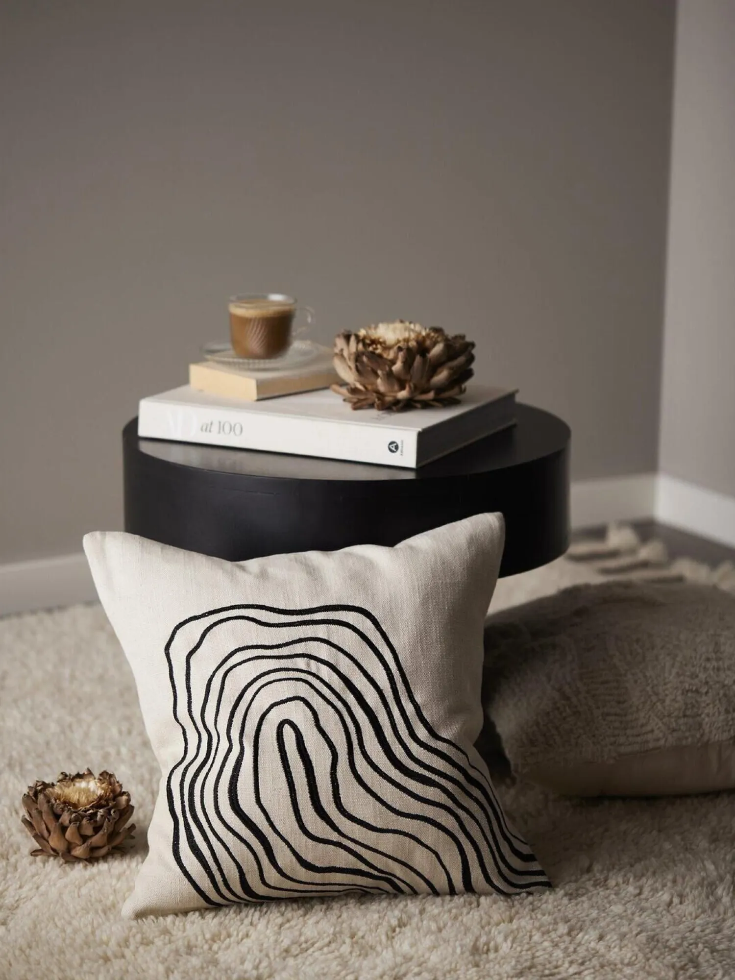 - Curve Pudebetræk - Black/white 45x54cm*Svanefors Outlet