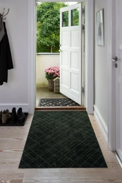 - Smudsmåtte - Lines - Mørkegrøn - 90x130 cm*Tica Copenhagen Discount