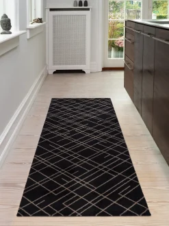 - Smudsmåtte - Lines - Sort/Sand - 67x200 cm*Tica Copenhagen Hot