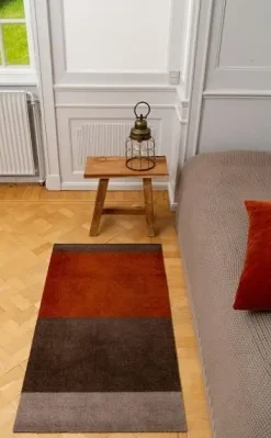 - Smudsmåtte - Stripes Horizon - Sand/Brun/Terracota - 90x200 cm^Tica Copenhagen Discount