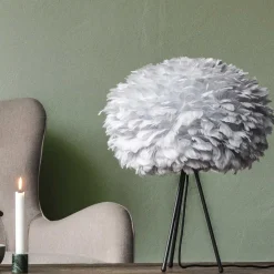 - Lampeskærm - Eos - Lys Grå fjer - Medium*Umage Discount