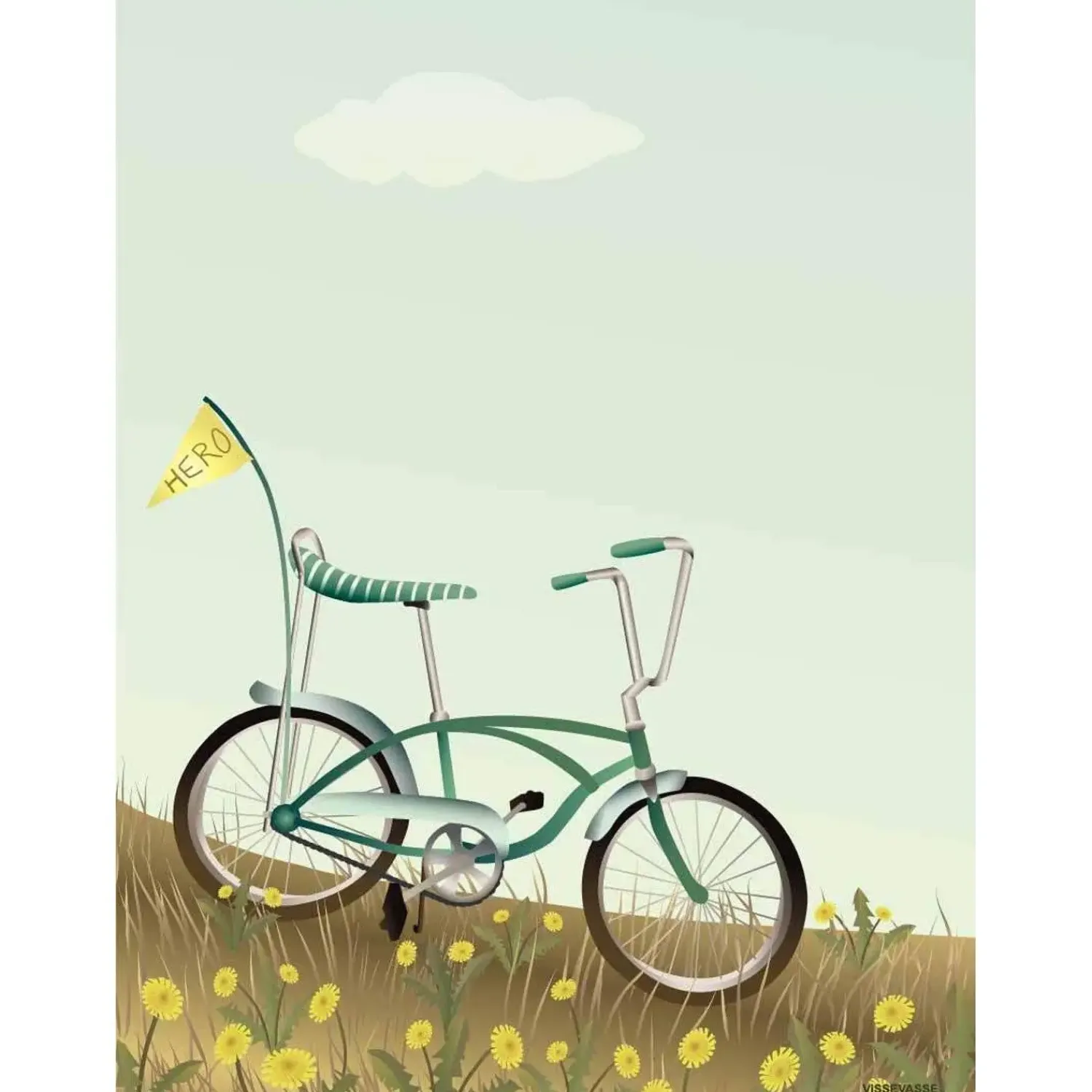 - Plakat - Bike With A Flag - 50x70 cm*VISSEVASSE Clearance