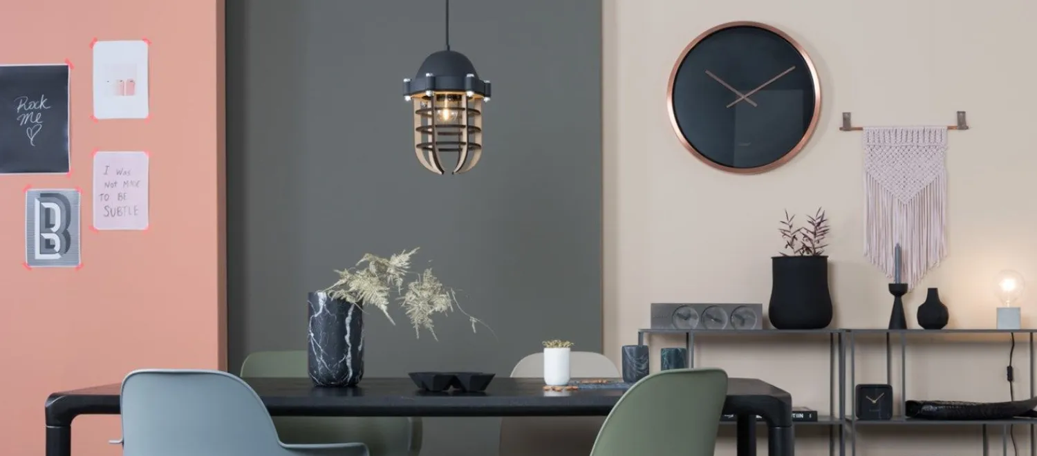 - Ur - CLOCK TIME BANDIT - Sort/COPPER - sort/kobber, ø 60 cm.*Zuiver Outlet